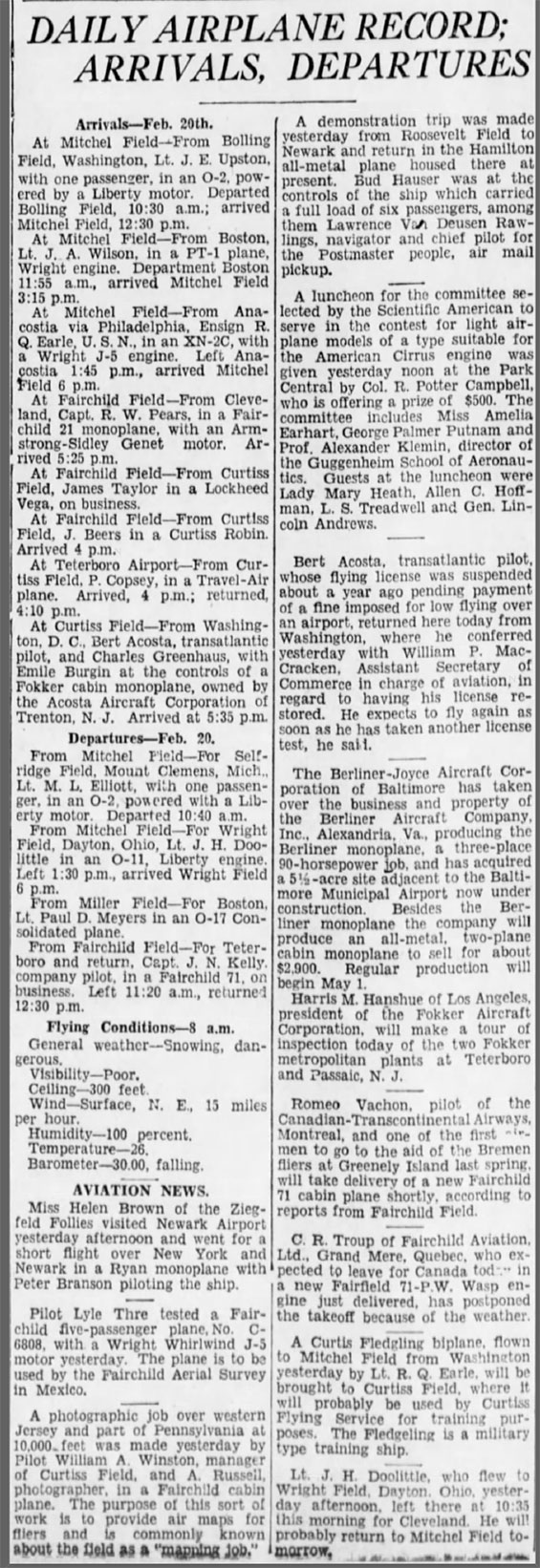 Brooklyn Daily Eagle (NY), February 21, 1929 (Source: newspapers.com)