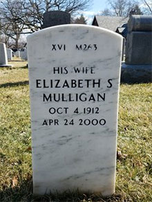 Elizabeth S. Mulligan Grave Marker (Source: findagrave.com)