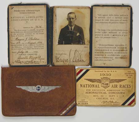 Wayne J. Sheldon, N.A.A. Pilot Certificate, 1930 (Source: Web)